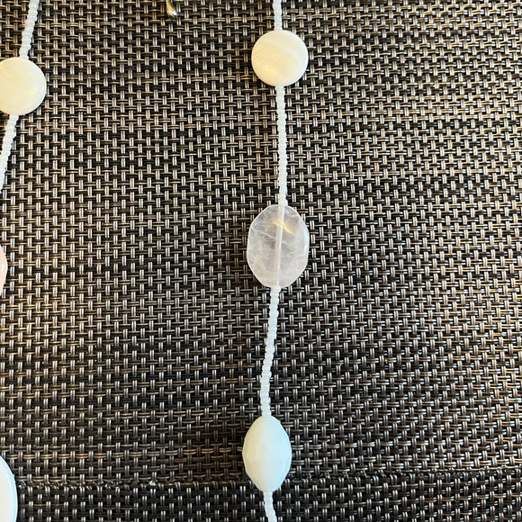 Unique White Beaded Rope Necklace - Picture 5 of 10